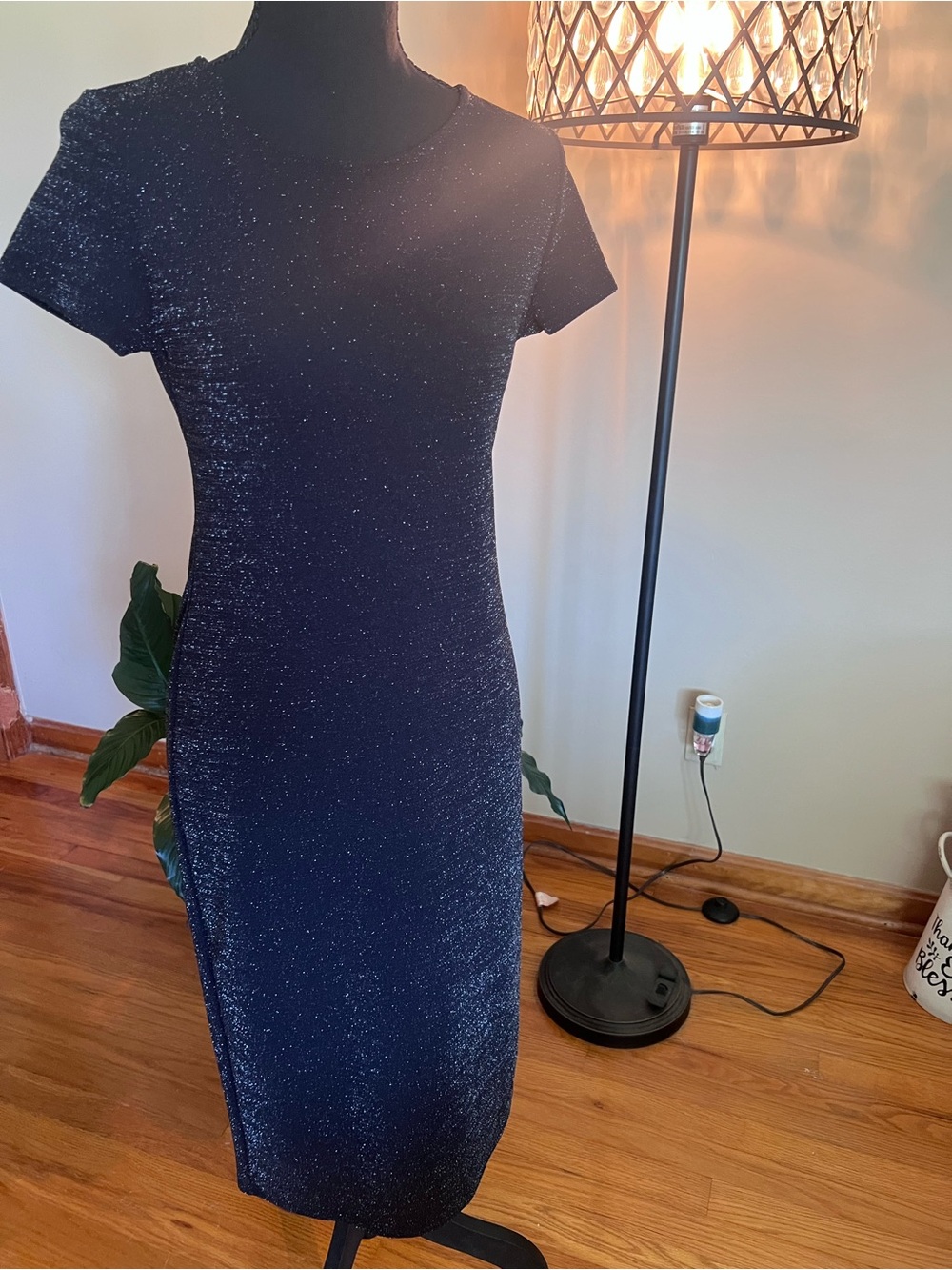 Black Glitter Bodycon Midi Dress - Elegant Evening Wear